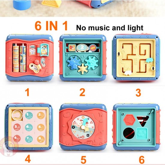 A XINAO TOYS Infant toys Activity Play Cube Six-Sided Box Montessori Shape Match Infant Development Educational Toy For Kids 13 24 Months