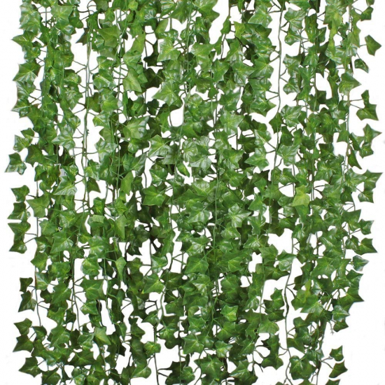 ADESORAES 12 Strands Artificial Ivy Leaf Plants Vine Hanging Garland Fake Foliage Flowers Home Kitchen Garden Office Wedding Wall Decor 2.2M