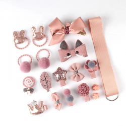 ADESORAES 18 Pcs hair clip set Cute Hair Accessories Girl cartoon hair clip headwear Bow Flower animal Hairpin hair ring Elastic Headdress