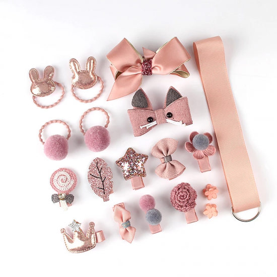 ADESORAES 18 Pcs hair clip set Cute Hair Accessories Girl cartoon hair clip headwear Bow Flower animal Hairpin hair ring Elastic Headdress