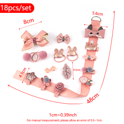 ADESORAES 18 Pcs hair clip set Cute Hair Accessories Girl cartoon hair clip headwear Bow Flower animal Hairpin hair ring Elastic Headdress