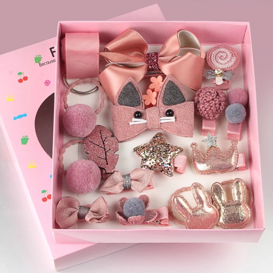 ADESORAES 18 Pcs hair clip set Cute Hair Accessories Girl cartoon hair clip headwear Bow Flower animal Hairpin hair ring Elastic Headdress