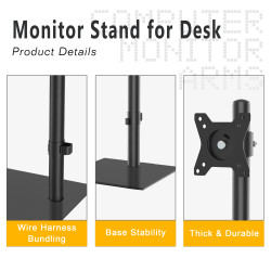 Computer Monitor Arms, Adjustable Single Monitor Mount with 45° Tilt, Compatible with 13-27 Inch TV & Computer Screens, 8kg Capacity, Black