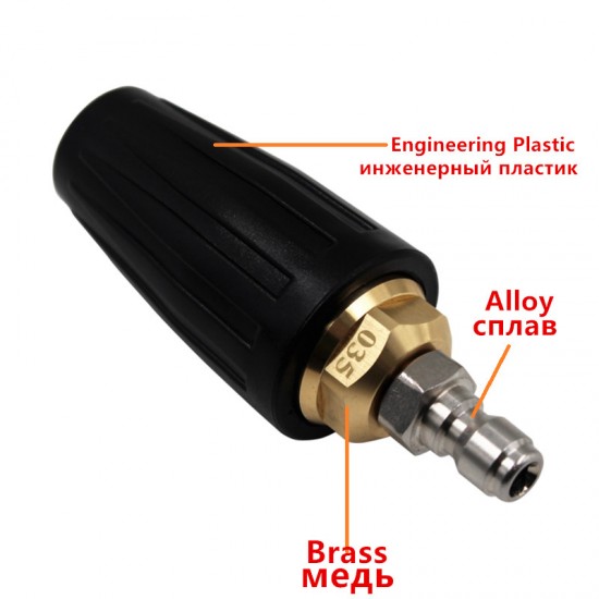 ZCHCY 360 Rotating Turbo Nozzle Sprayer With 1/4" Quick Connect 4350 PSI High Pressure Washer Cleaner Accessories Brass